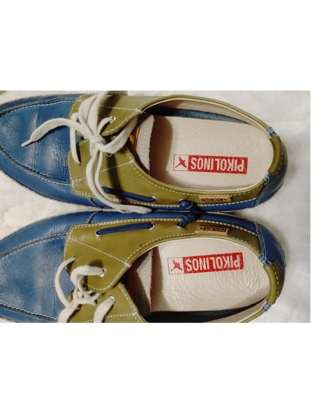 Men's Pikolinos Jucar M4E-1035BFC1 Leather Boat Shoes Blue and Olive 43 (9-9.5)